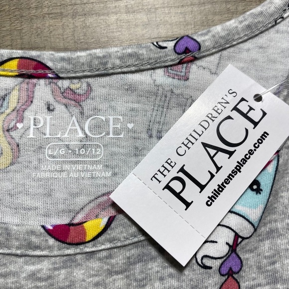 The Children's Place Girls Long Sleeve Printed Skater Everyday Dress Large Gray - Picture 6 of 10